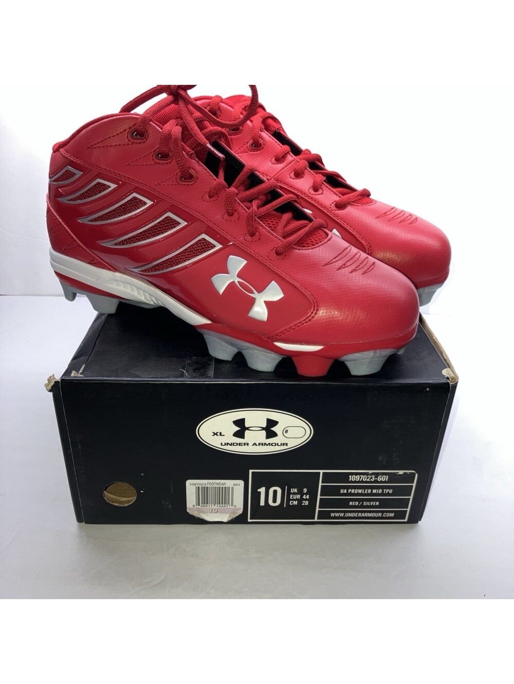 Under Armour Prowler Mid TPU Baseball Cleats Red 1097023-601 Men's Size 10 NEW